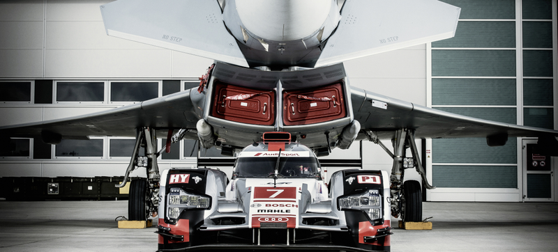 Illustration for article titled When Audi's Le Mans Racer Meets A Eurofighter Typhoon